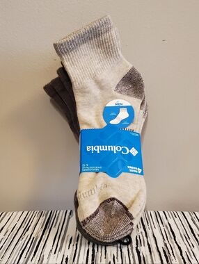 Columbia Men’sQuarter Crew Socks in Beige and Brown - 4 Pair